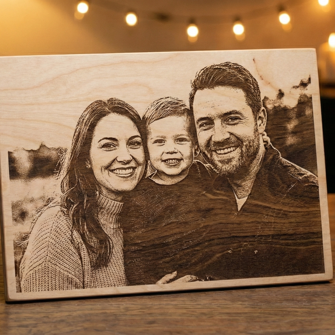 Photo engraved on wood